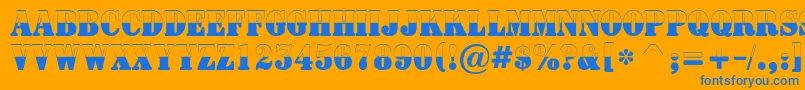 ASignboardtitulnrbw-Schriftart – Blaue Schriften auf orangefarbenem Hintergrund