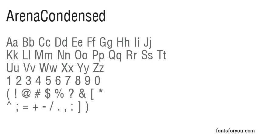 Czcionka ArenaCondensed – alfabet, cyfry, specjalne znaki