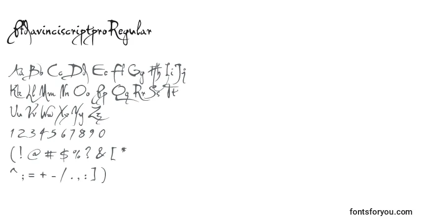 Schriftart PfdavinciscriptproRegular – Alphabet, Zahlen, spezielle Symbole