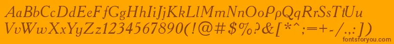 AcademyItalic Font – Brown Fonts on Orange Background