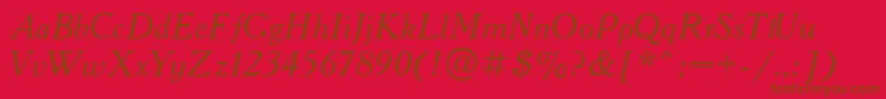 Fonte AcademyItalic – fontes marrons em um fundo vermelho