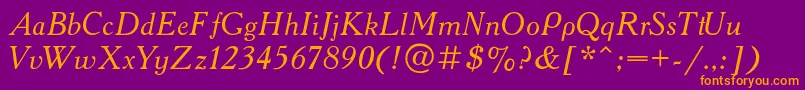 AcademyItalic Font – Orange Fonts on Purple Background
