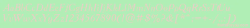 Fonte AcademyItalic – fontes rosa em um fundo verde