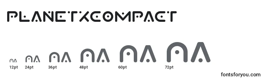 Размеры шрифта Planetxcompact