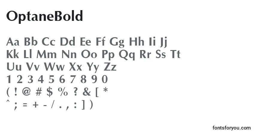 Czcionka OptaneBold – alfabet, cyfry, specjalne znaki
