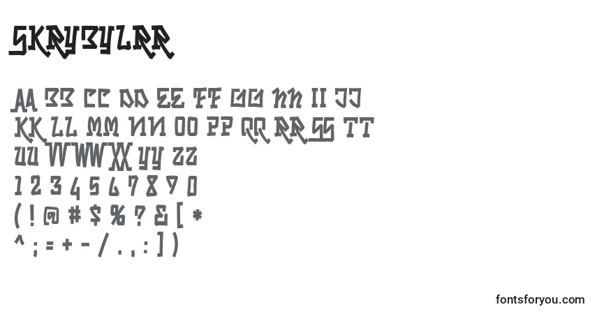Czcionka Skrybylrr – alfabet, cyfry, specjalne znaki
