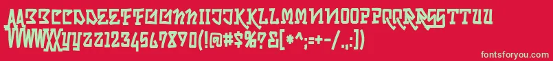Skrybylrr Font – Green Fonts on Red Background