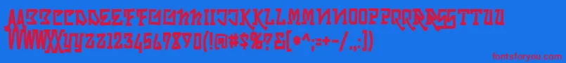 Skrybylrr Font – Red Fonts on Blue Background