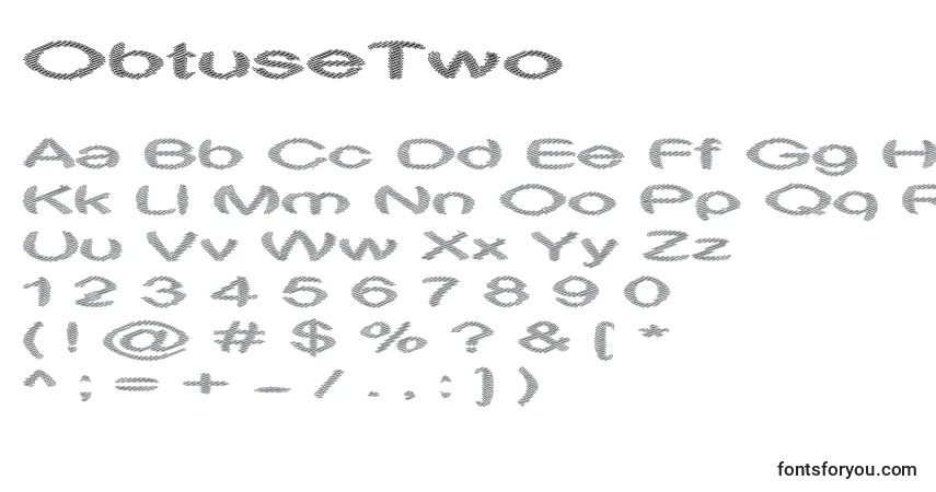 Czcionka ObtuseTwo – alfabet, cyfry, specjalne znaki