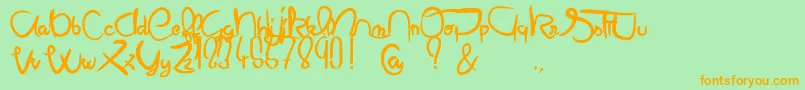 Mielabeille-Schriftart – Orangefarbene Schriften auf grünem Hintergrund