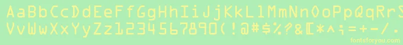 フォントOcrOnec – 黄色の文字が緑の背景にあります