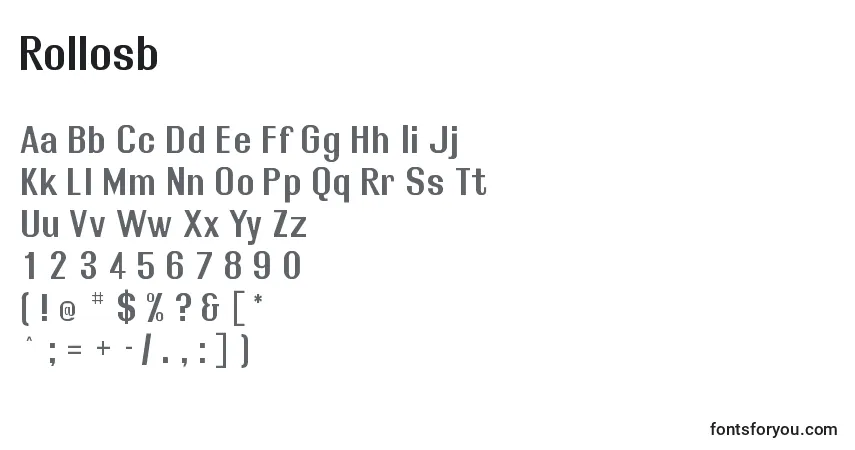 Schriftart Rollosb – Alphabet, Zahlen, spezielle Symbole