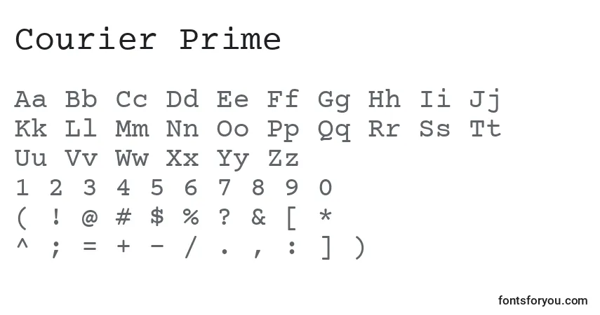 Шрифт Courier Prime – алфавит, цифры, специальные символы