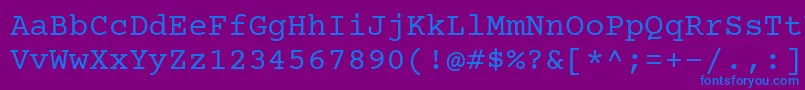 フォントCourier Prime – 紫色の背景に青い文字