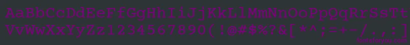 Fonte Courier Prime – fontes roxas em um fundo preto