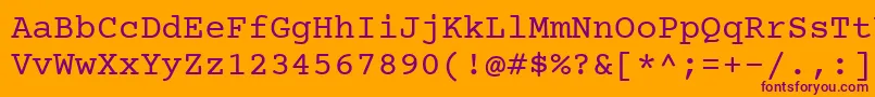 フォントCourier Prime – オレンジの背景に紫のフォント