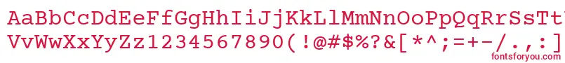 フォントCourier Prime – 白い背景に赤い文字
