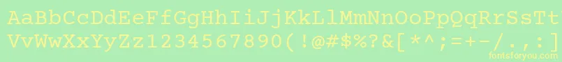 フォントCourier Prime – 黄色の文字が緑の背景にあります