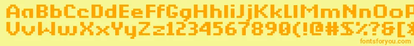 Czcionka Kkberkbm – pomarańczowe czcionki na żółtym tle