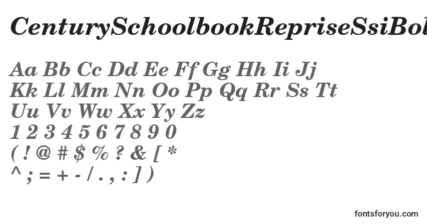 A fonte CenturySchoolbookRepriseSsiBoldItalic – alfabeto, números, caracteres especiais