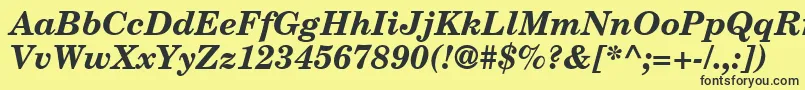 フォントCenturySchoolbookRepriseSsiBoldItalic – 黒い文字の黄色い背景