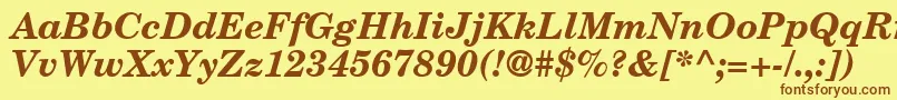 フォントCenturySchoolbookRepriseSsiBoldItalic – 茶色の文字が黄色の背景にあります。