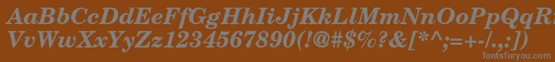 CenturySchoolbookRepriseSsiBoldItalic-fontti – harmaat kirjasimet ruskealla taustalla