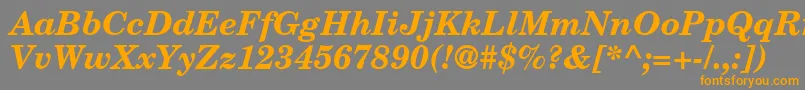 フォントCenturySchoolbookRepriseSsiBoldItalic – オレンジの文字は灰色の背景にあります。