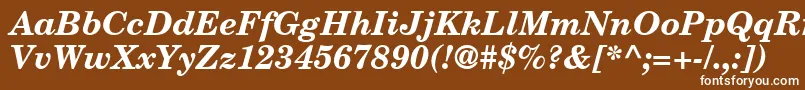 CenturySchoolbookRepriseSsiBoldItalic-fontti – valkoiset fontit ruskealla taustalla