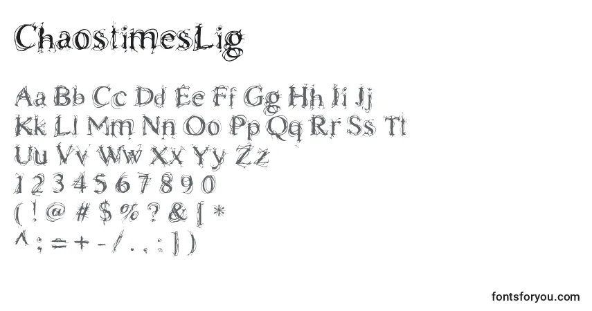 Fuente ChaostimesLig - alfabeto, números, caracteres especiales