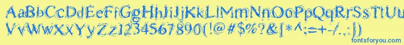 ChaostimesLig Font – Blue Fonts on Yellow Background