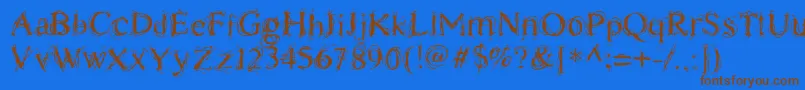 ChaostimesLig-Schriftart – Braune Schriften auf blauem Hintergrund
