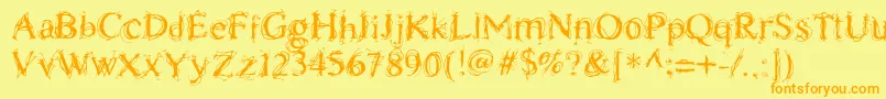 ChaostimesLig Font – Orange Fonts on Yellow Background