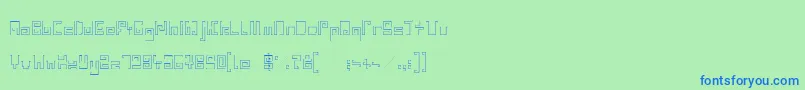 Шрифт IndiaSnakePixelLabyrinthGameLight – синие шрифты на зелёном фоне