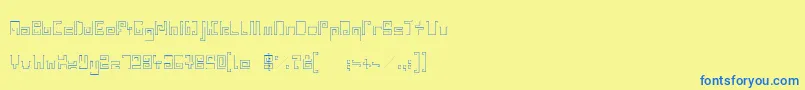 フォントIndiaSnakePixelLabyrinthGameLight – 青い文字が黄色の背景にあります。