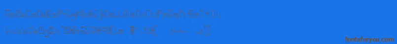 フォントIndiaSnakePixelLabyrinthGameLight – 茶色の文字が青い背景にあります。