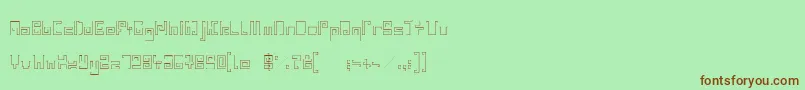 フォントIndiaSnakePixelLabyrinthGameLight – 緑の背景に茶色のフォント