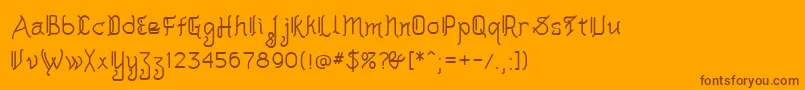 Akashi-Schriftart – Braune Schriften auf orangefarbenem Hintergrund