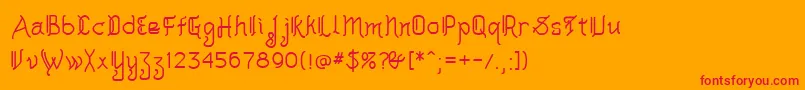 Akashi-Schriftart – Rote Schriften auf orangefarbenem Hintergrund