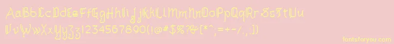 Akashi-Schriftart – Gelbe Schriften auf rosa Hintergrund
