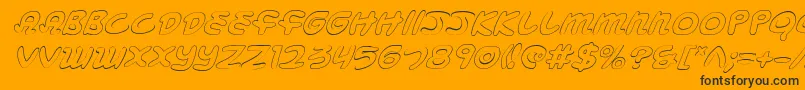 Mbeansoi-Schriftart – Schwarze Schriften auf orangefarbenem Hintergrund
