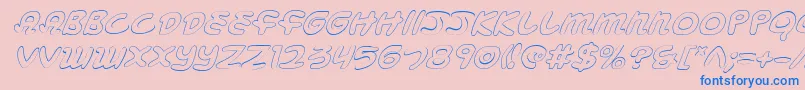 Mbeansoi-Schriftart – Blaue Schriften auf rosa Hintergrund