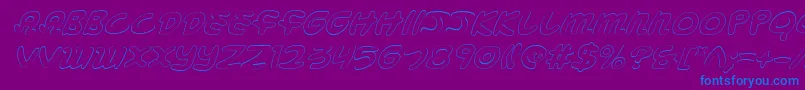 Mbeansoi-Schriftart – Blaue Schriften auf violettem Hintergrund