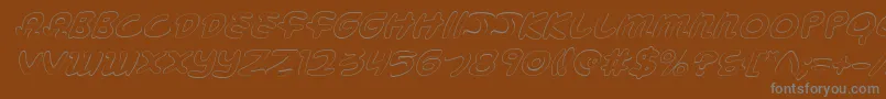 Mbeansoi-Schriftart – Graue Schriften auf braunem Hintergrund