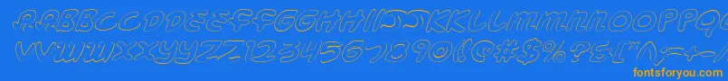 Mbeansoi-Schriftart – Orangefarbene Schriften auf blauem Hintergrund