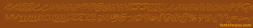 Mbeansoi-Schriftart – Orangefarbene Schriften auf braunem Hintergrund