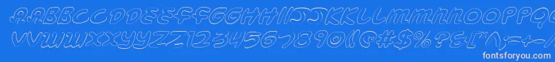 Mbeansoi-Schriftart – Rosa Schriften auf blauem Hintergrund