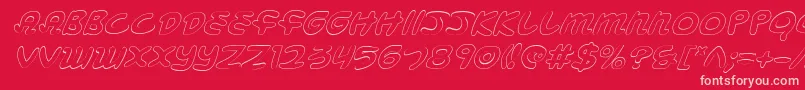 Mbeansoi-Schriftart – Rosa Schriften auf rotem Hintergrund