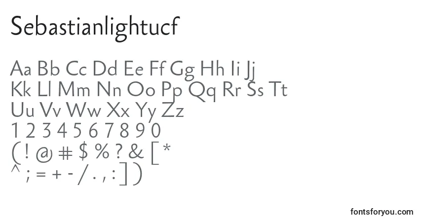 Czcionka Sebastianlightucf – alfabet, cyfry, specjalne znaki