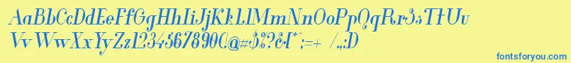 GlamorMediumcondenseditali Font – Blue Fonts on Yellow Background